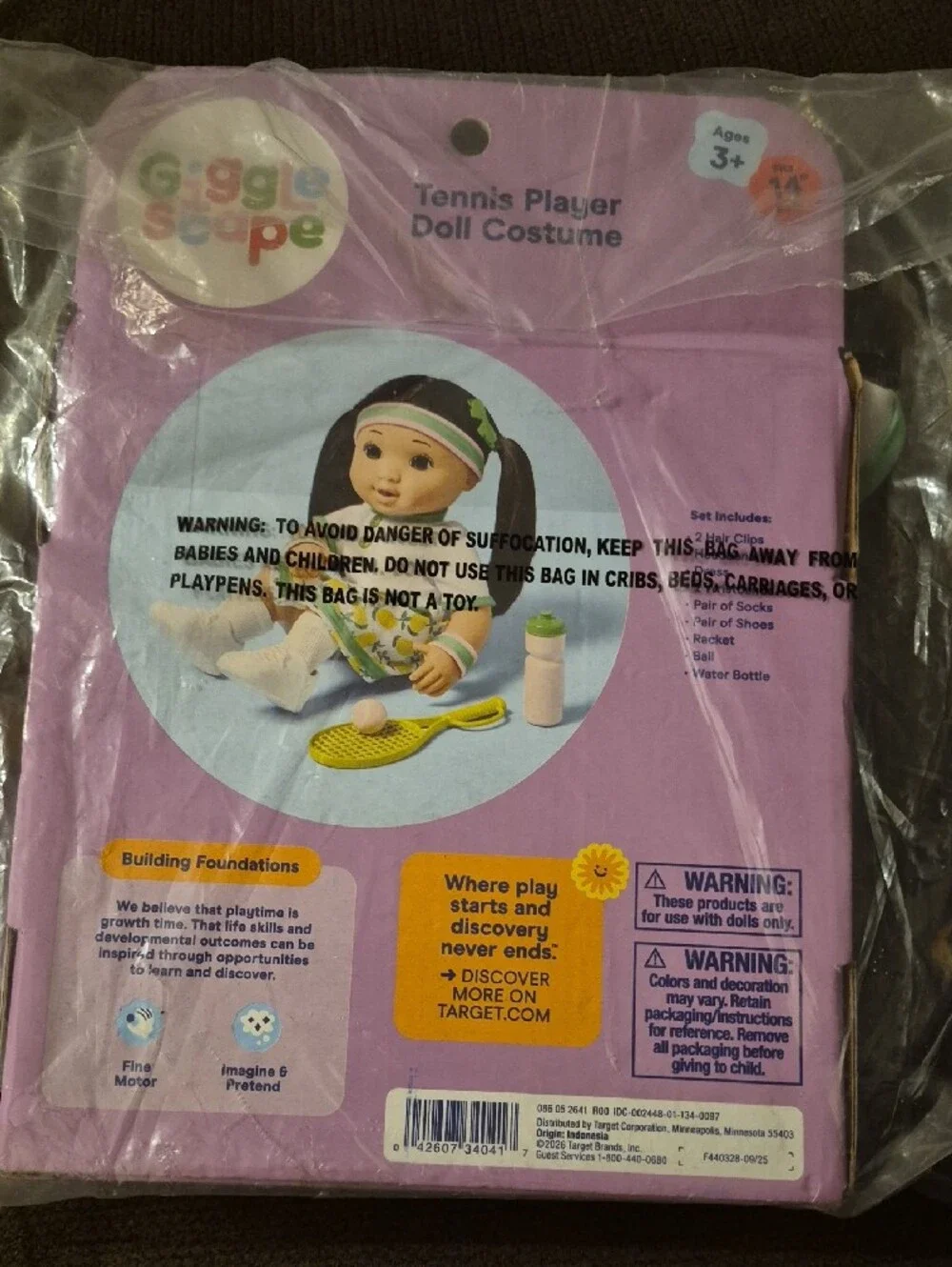 Kids Tennis Player Doll Outfit in White, Green & Yellow Doll 14